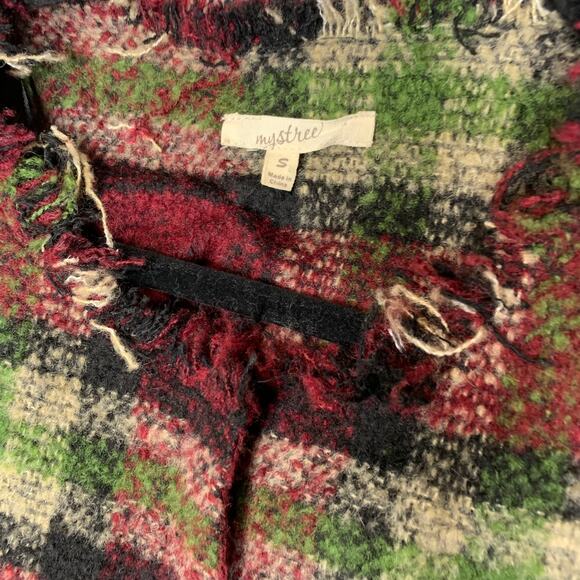Mystree Plaid Raw Hem Fringe Blazer Sz Small - Picture 4 of 7